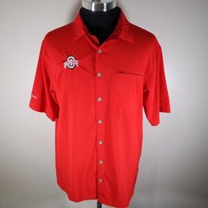 Ohio State Buckeyes Shirt Mens Medium Nike Golf Dri-Fit Red Button Up Texas 2006